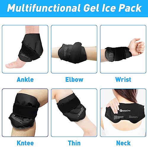 RelaxCoo Ankle Ice Pack Wrap for Swelling, Reusable Gel Ice Pack for Ankle Injuries, Cold Compress Therapy for Foot Pain Relief, Achilles Tendonitis, Plantar Fasciitis, Sprains - style: BLACK 1 PACK