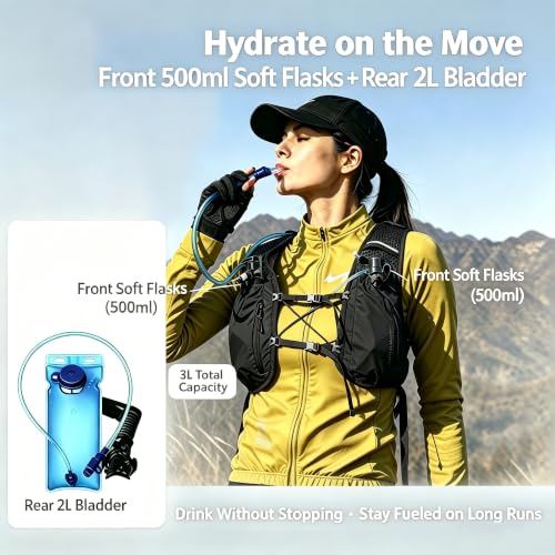 Lightweight Running Hydration Vest 2L Water Bladder for Women Men - color: Blak, size: Vest Only (No Bladder)