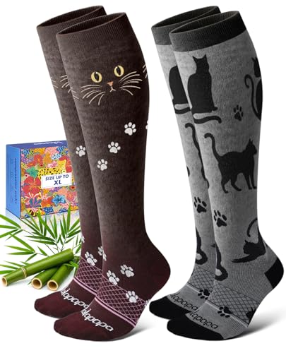 Bamboo Viscose Compression Socks for Women - color: Cat Paw, size: Small-Medium