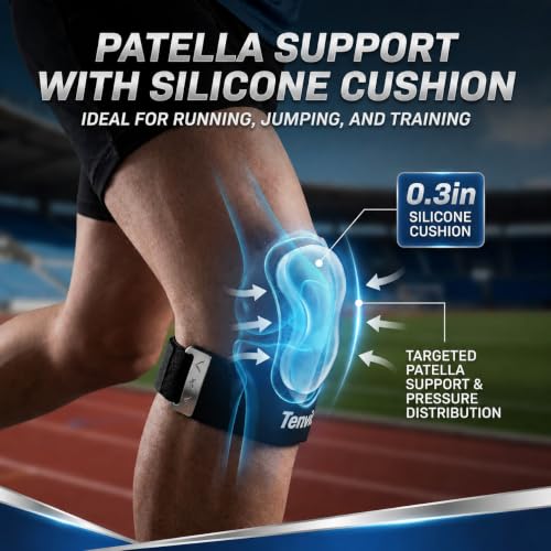 Patella Support Brace Silicone Pad Adjustable (Black*2) - color: Black*2