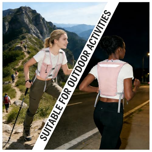 Running Vest for Women Men Hydration Backpack with 500ml Soft Flask Lightweight Water Pack - color: Pink+500ml Soft Flask