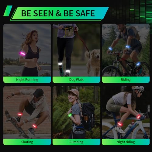 2PCS LED Armband for Running and Walking at Night Safety Gear - color: Green