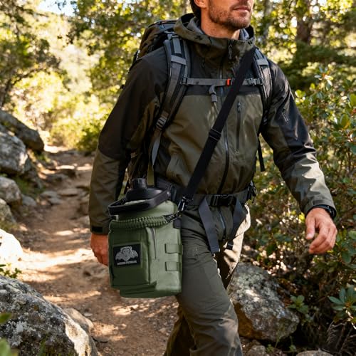 NATURE PIONEOR 32 64 128oz Tactical Water Bottle Pouch, MOLLE Bottle Holder - color: Green, size: 128OZ/YT Half Gallon