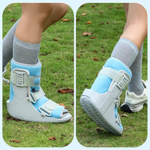 Jewlri Walking Boot for Broken Foot Injury, Air Cam Walker Boot, S - color: Grey & Light Blue, size: Small