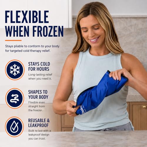 2 Pack Large Ice Packs for Injuries | 11" x 14.5" | Hot & Cold Pack | Reusable Gel Pack, Durable Construction, & Flexible When Frozen - color: Blue, size: 11x14.5 Inch (Pack of 2)