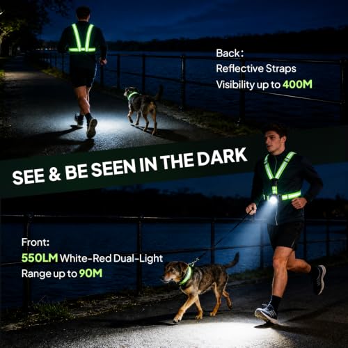 Running Lights For Runners, 550 Lumens, Running Light Vest For Runners
