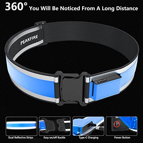 High Visibility USB-C Rechargeable LED Running Lights for Runners, 360° Reflective LED Light Up Running Vest Gear for Walking at Night