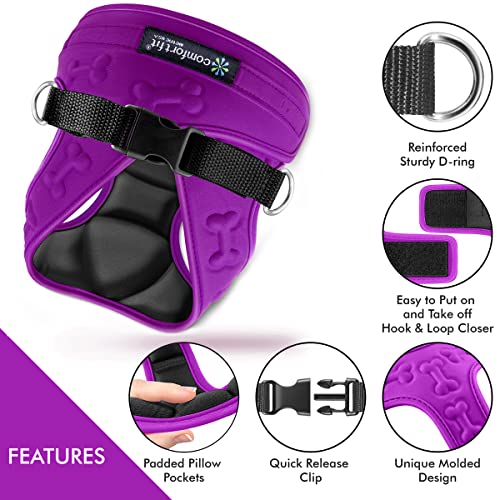 Comfort Fit Dog Harness, Soft Padded, Easy Step-in Vest - Purple, XS - color: Purple, size: XS (Chest 11" - 13")