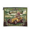 Retro Race Cosmetic Bag, Hippo Racing Pattern Travel Pouch for Men, Portable Small Canvas Zipper Organizer, Everyday Skincare Toiletry Bag 7x9 Inch