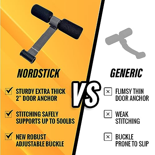 NordStick Nordic Hamstring Curl Strap - Original Nord Stick Exercise Set for Home and Travel - 5 Second Set Up - style: Nordstick - Black, Grey