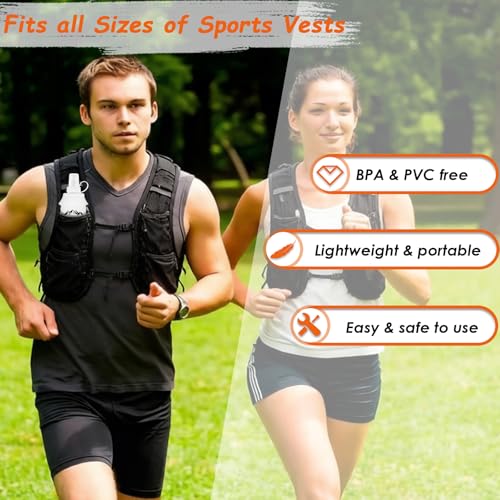 Flexible Running Bottles - Two Pack: 500ml/17oz, Foldable, BPA/PVC Free Soft Flask for Hydration Vests and Running Packs, Collapsible Leak-proof Pocket Bottle for Jogging, Hiking, Cycling, Climbing - color: White