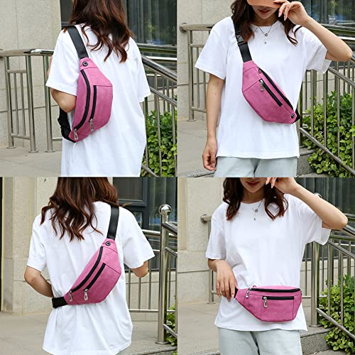 Fanny Pack for Men & Women, Fashion Waterproof Waist Packs with Adjustable Belt, Casual Bag Bum Bags for Travel Sports Running. - color: B-Pink