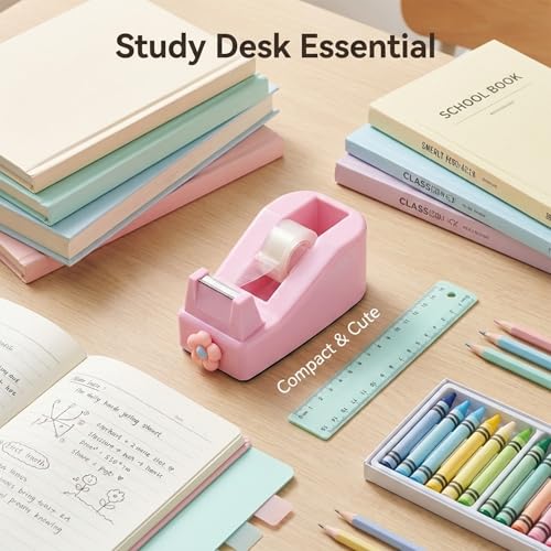 Tape Dispensers,Purple/Pink Tape Dispenser,Tape Dispenser Desk with Stable Weighted Base,Easy One-Hand Use for Scrapbook,Duct Tape & Packing Tape,Ideal for Vision Board Supplies,Office&School Supplies