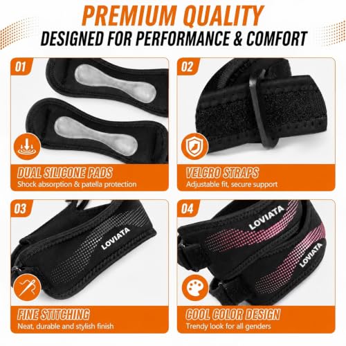 1 Pack Orange Dual Patella Knee Strap, Knee Pain Relief Support - color: Orange