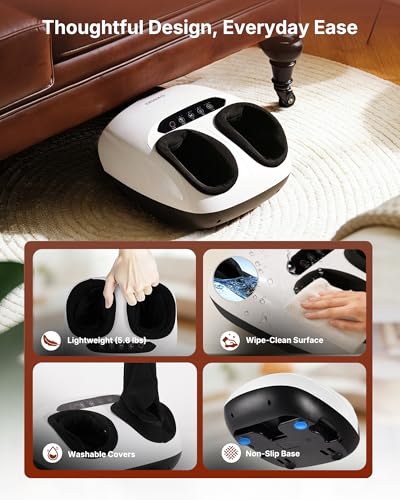 KNQZE Shiatsu Foot Massager with Heat for Plantar Fasciitis, Birthday Gifts - color: White