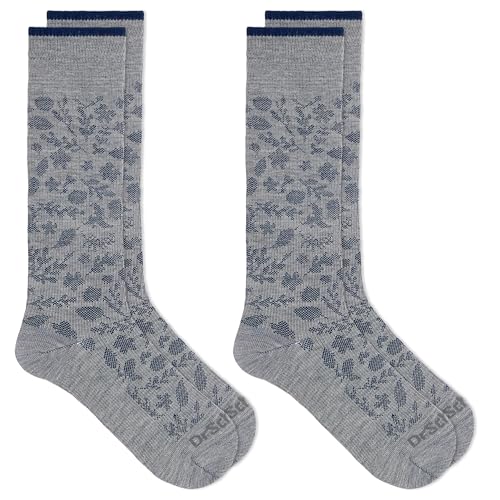 Dr. Scholl's Women's Graduated Compression Knee High Socks - color: Floral Gray/Blue (2 Pairs), size: 4-10