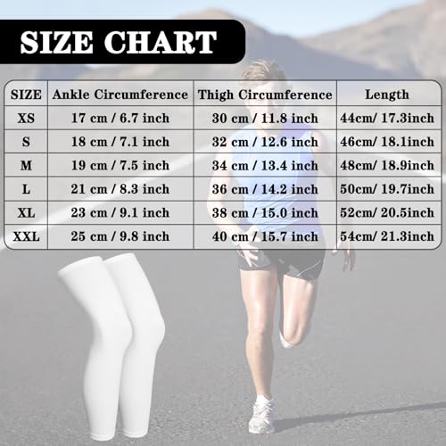 Skylety Compression Leg Sleeves Men Women - color: White, size: Medium