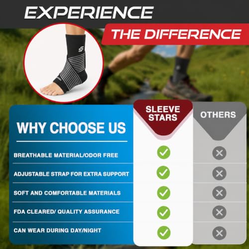Sleeve Stars Ankle Brace Men & Women Support (Single/S:9"-10"/Black) - color: Black, size: Small