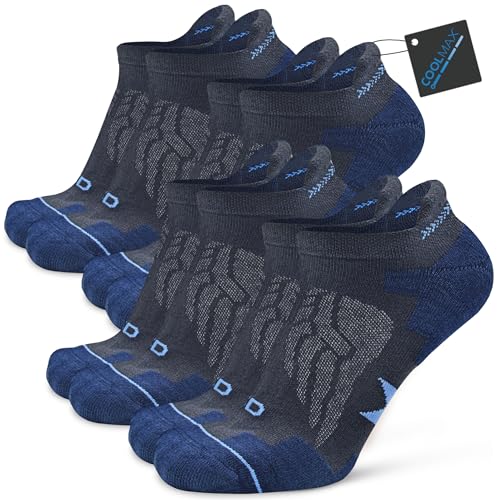 Socks Daze Men's Women's Ankle Cushioned Coolmax Running Walking Socks - color: 4 Pairs Dark Grey, size: Large-X-Large