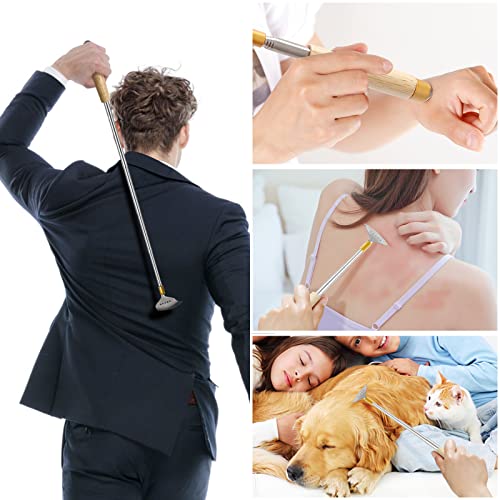 2Pcs Back Scratchers for Adults, Extended to 20 & 24 Inches - color: Natural Wood-2pack