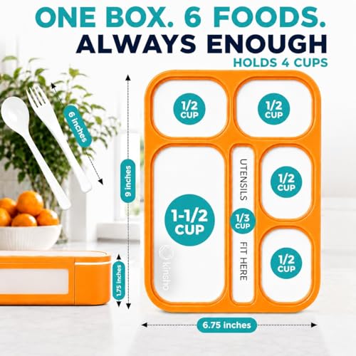 kinsho Bento Lunch Box, Ice Pack Insulated Bag for Kids Boys Teens, Orange - color: Orange