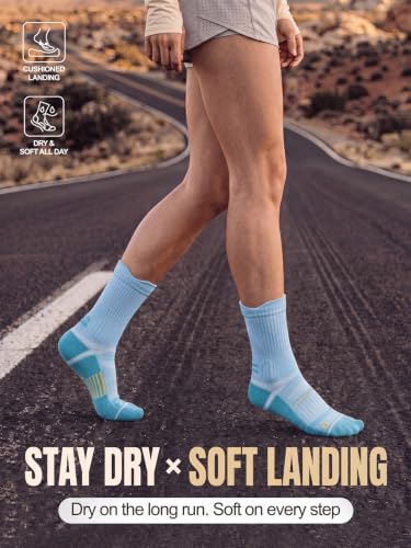 Coolmax Running Socks for Women Stay Dry Cloud Cushioned Compression - color: Blue, size: 8-11