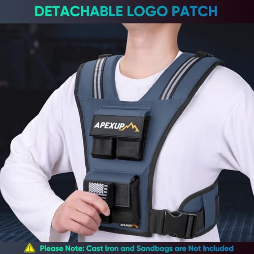 APEXUP Weighted Vest Men, Adjustable Weight Vest for Running - color: Navy Blue, size: With Weights-20lbs