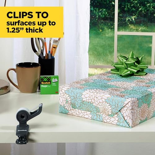 Scotch Brand Clip & Twist Tape Dispenser, Great for Gift Wrapping, Clips to Desks, Tables, Easy Charcoal Gray, 3-Pack (C19-3PK-SIOC) - size: 3-Pack