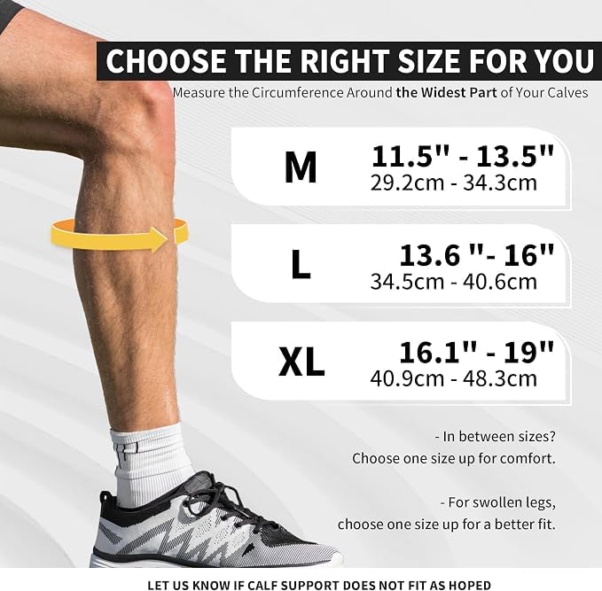 CAMBIVO Calf Compression Sleeves 20-30mmHg – Footless for Women & Men - color: Pure Black, size: Large