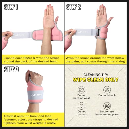 Wrist Weights with Thumb Loops Lock for Men Women Weighted Gloves - color: Light Pink, size: 2 lb Each (4 LBS Total)