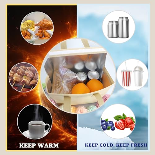 12Pcs Insulated Take Away Bags Disposable Cooler Bag Thermal Lunch Grocery Take Out Bags for Coffee Milk Tea Hot Cold Drink Fresh Food Delivery - color: Black, White, Brown, Matcha, size: 9.45"(H) x 9.45"(L) x 5.91"(W)