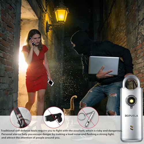 135dB Personal Safety Alarm for Women, SOS Strobe Alarm,Black - color: black
