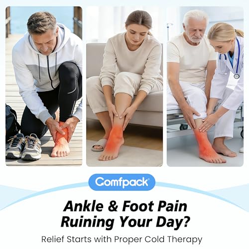 Comfpack Ankle Foot Ice Pack Wrap for Sprained Ankle/Surgery Recovery, 30% More Gel Cold Compression Therapy with Sectional Design for Plantar Fasciitis, Swelling, Achilles Tendonitis, FSA Eligible - size: One Size Fits Most