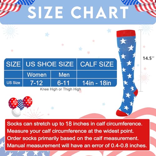 Junely Compression Socks for Women Knee High Socks Funny - color: Blue Star