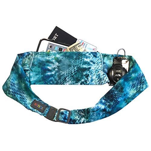 BANDI Running Belt for Women & Men – USA Made No-Bounce Adjustable Waist Pack & Secure Fanny Pack – Fits All Phones, Gels & Essentials – Zipper-Free, Medical Device Friendly - color: Seaside