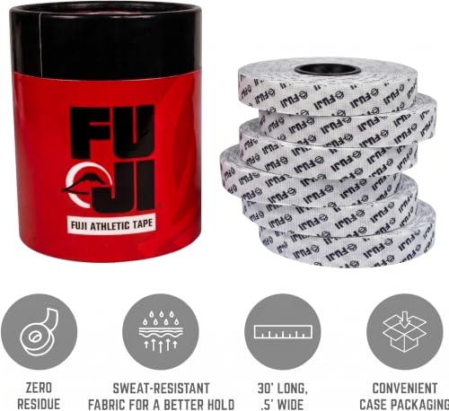 FUJI Jiu-Jitsu and Judo Finger Tape with Case (6 Rolls), Pattern - color: Black/White