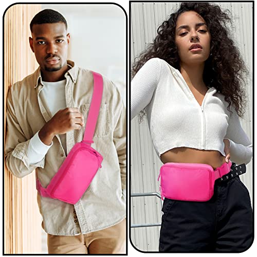 Amazerbst Belt Bag, Fanny Pack, Everywhere Belt Bag,40 Inch Adjustable Strap,for Women and Men,Waterproof - color: Rose Red