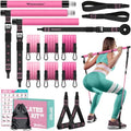 Pilates Bar Kit with Resistance Bands, Pilates Workout Equipment for Women - color: Pink
