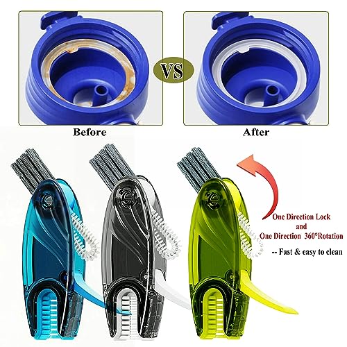 4 in 1 Cup Lid Cleaning Brush Set Multifunctional Bottle Brush Cleaner Tiny Bottle Cup Lid Brush Straw Cleaner Tools Mini Silicone Bottle Cup-Holder Cleaner with Hook Remover Blue Green Grey - style: GreenGreyBlue 3pcs 4in1