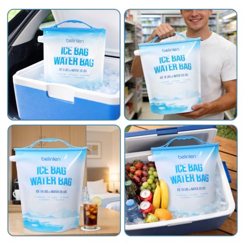 6 Pack Reusable Ice Bags for Cooler 5lb / 10lb Cooler Ice Cube Bag - size: 10lb/6Pack