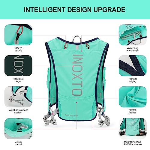 INOXTO Running Hydration Vest Backpack,Lightweight Insulated Pack with 1.5L Water Bladder Bag Daypack for Hiking Trail Running Cycling Race Marathon for Women Men - color: Light green