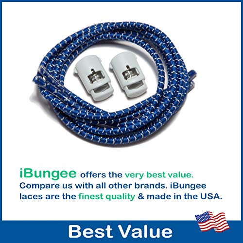 IBUNGEE LACES (Elastic No Tie Shoelaces (Made in the USA) - color: Royal Blue Reflective, size: 22-inch