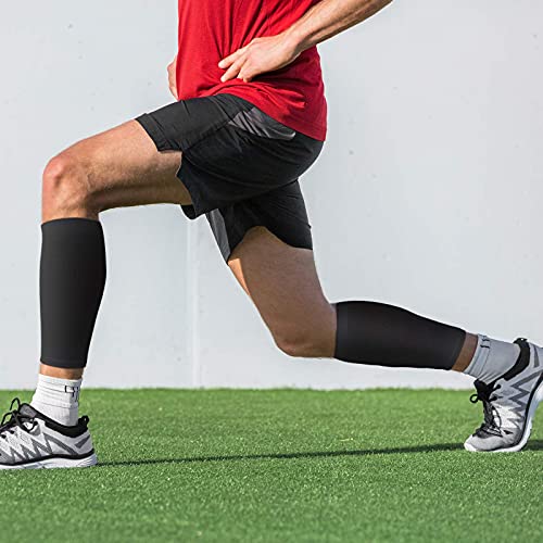 SATINIOR 4 Pairs Calf Compression Sleeve Leg Compression Sock Calf and Shin Support Relieve Calf Pain for Men Women Running (Black, X-large)
