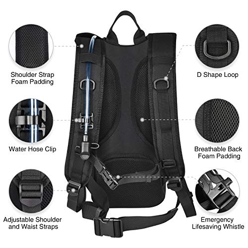 NOOLA Hydration Backpack with 3L Water Bladder, Tactical Pack for Hiking - color: black