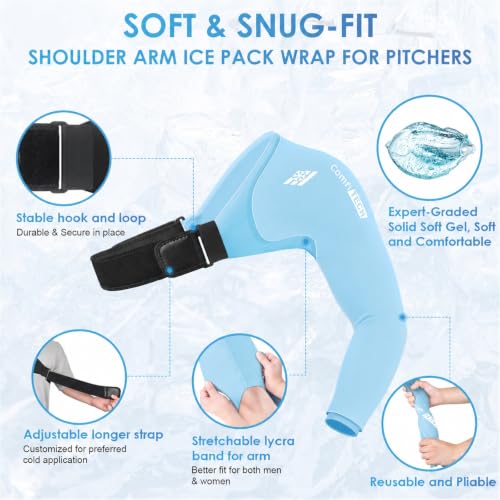 ComfiTECH Shoulder Arm Ice Pack Wrap for Pitcher & Recovery, Blue, XL - size: Extra Large, style: Blue