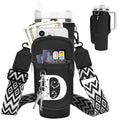 Initial Water Bottle Holder with Strap for Stanley Cup 40 oz Tumbler - color: Black, style: D