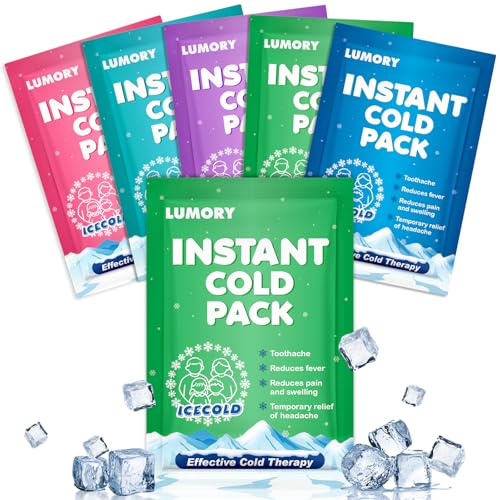 5 Pack Instant Ice Cold Pack 4"×6",5 Colors Disposable Ice Packs - size: 5P