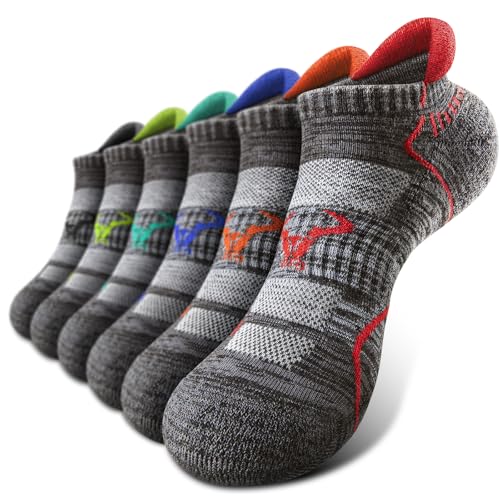 BULLIANT Men Running Ankle Socks 6Pack-Cushioned Support-Low Cut No Show - color: Black8918, size: 5-7