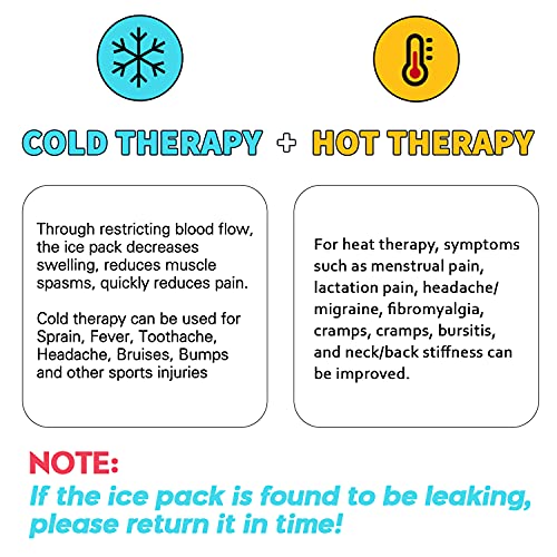 2 Pcs Reusable Ice Bag, Sport Injury Ice Bag, Ice Pack for Injuries, Clod Compress Bag, Hot & Cold Therapy, Teeth Pain Cold Pack, Headaches Cold Ice Bag, Back Fast Release Reusable Ice Bag(9 in)