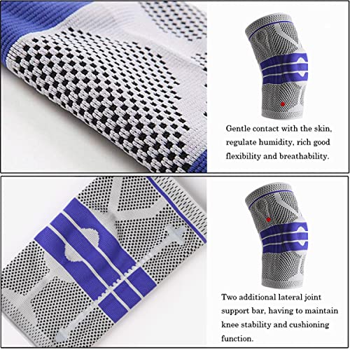Knee Brace Compression Sleeve for Knee Pain Wraps Patella Stabilizer with Silicone Gel Spring Support, Hinged Kneepads Protector for Meniscus Tear Arthritis Men Women - size: Medium (Pack of 2)